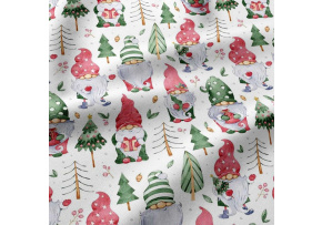 Vánoční bavlněná látka, metráž, šíře 160 cm, Vánoční  vzor na Bílém