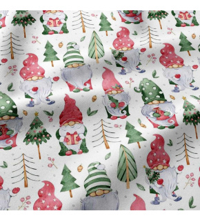 Vánoční bavlněná látka, metráž, šíře 160 cm, Vánoční  vzor na Bílém
