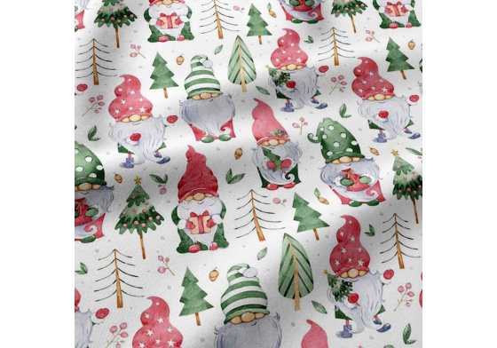 Vánoční bavlněná látka, metráž, šíře 160 cm, Vánoční  vzor na Bílém