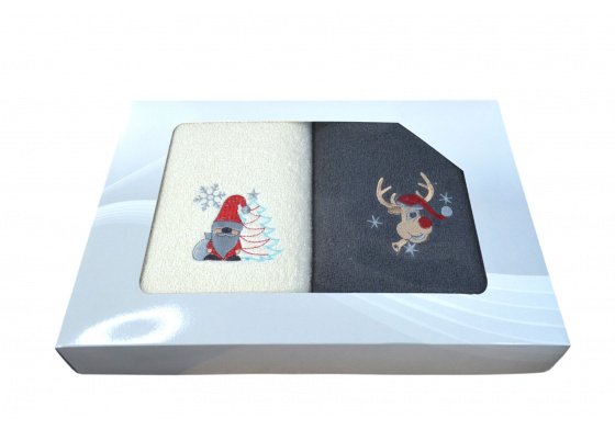 Sada froté osušek 2 ks 70x140 cm, barva  Grafitová a Ecru