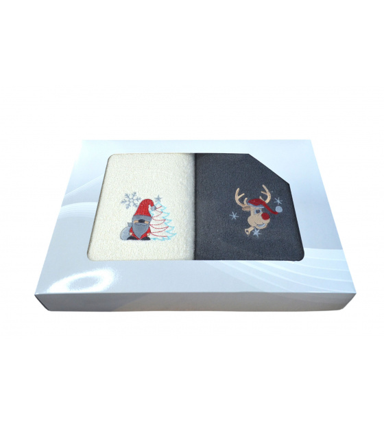 Sada froté osušek 2 ks 70x140 cm, barva  Grafitová a Ecru