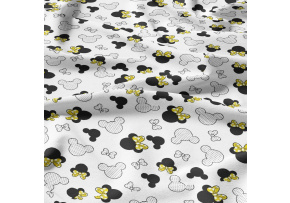 Bavlněná látka, metráž. Kokardy Žluté na Bílém