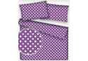 Dětské bavlněné látky vzor Puntík 10 mm bílý fialový podklad, metráž