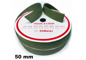 Pásek na suchý zip Háček a Smyčka set, barva khaki 50 mm balení 25 m