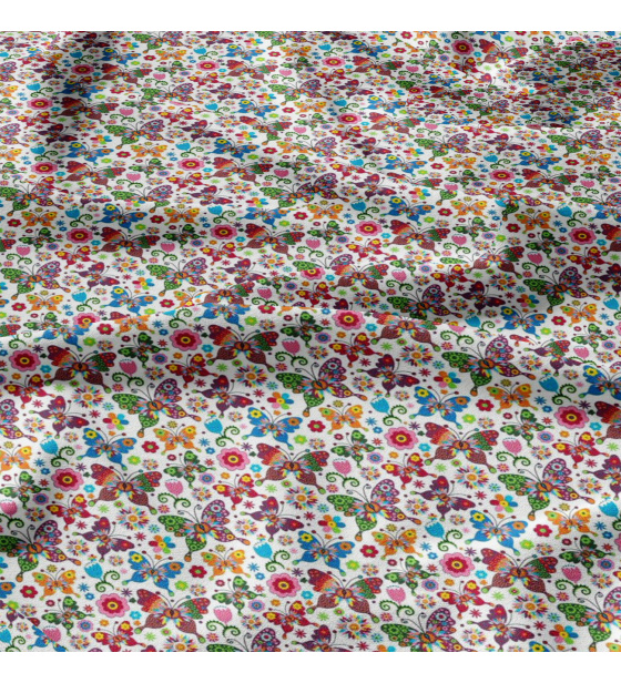 Bavlněné látky, metráž. Motýlci Léto na Bílém