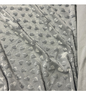 Látka minky srdička, 320 g/m², šíře 160 cm, metráž, světle šedá