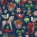 Vánoční bavlněná dekorační látka, metráž 160 cm, vzor koně na granátovém