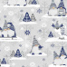 Vánoční bavlněná dekorační látka, metráž 160 cm, vzor 24 barva modrá