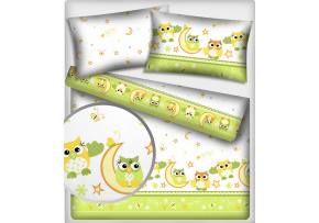 Bavlněné látky, metráž. Sovy Zelené na Bílém