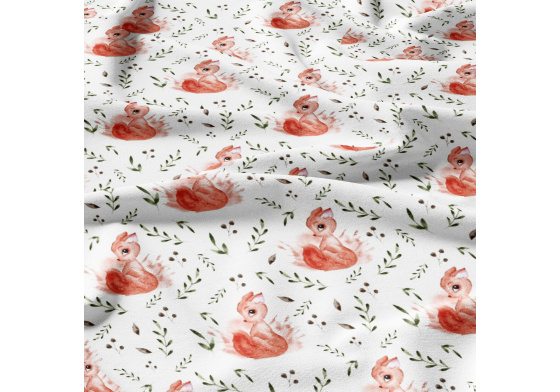 Bavlněné látky, metráž. Veverka na Bílém