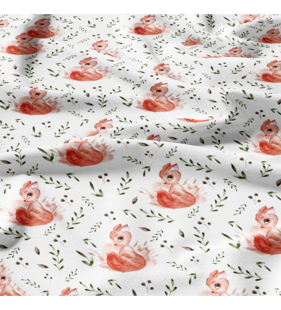 Bavlněné látky, metráž. Veverka na Bílém