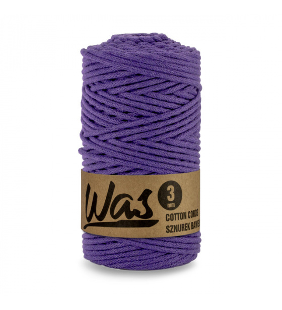 Bavlněná šňůra 3mm, 100m, FIALOVÁ