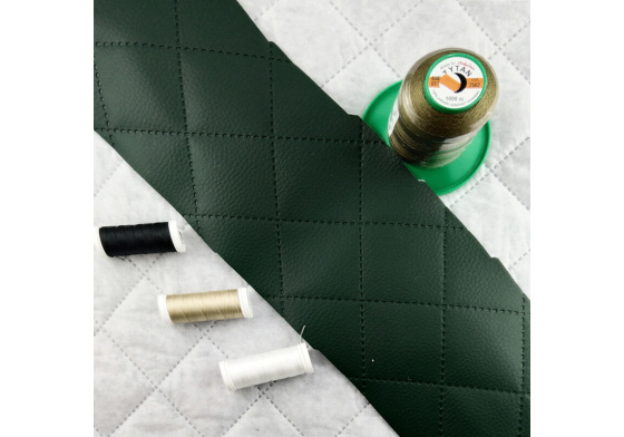 Ekokůže barva zelená prošívaná ultrazvukem, koženka metráž