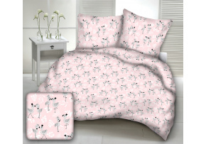 Bavlněná látka, metráž. Plameňáci na Růžovém