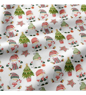 Vánoční bavlněná látka, metráž, šíře 160 cm, Vánoční vzor na Bílém
