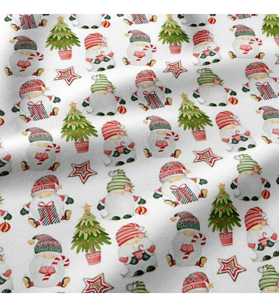 Vánoční bavlněná látka, metráž, šíře 160 cm, Vánoční vzor na Bílém