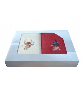 Sada froté osušek 2 ks 70x140 cm, barva  Červená a Ecru