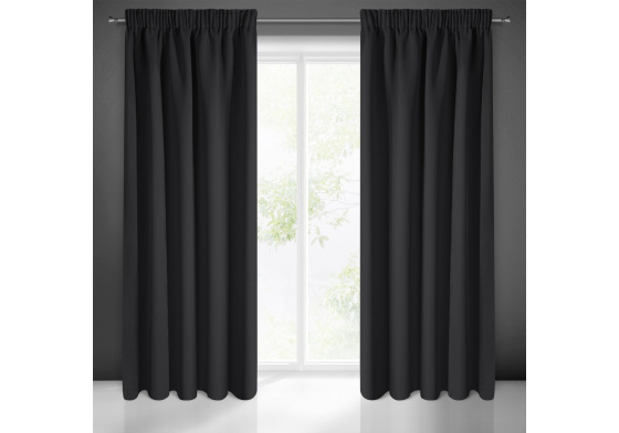 Zatemňovací závěs s řasící páskou ČERNÁ 135X270 cm