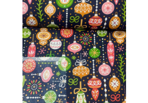 Vánoční bavlněná látka, metráž, šíře 160 cm, Vánoční ozdoby na Granátovém