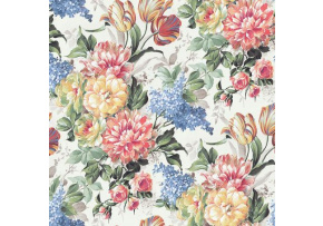 Velurové potahové látky s potiskem, Květiny na Bílém