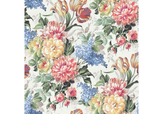 Velurové potahové látky s potiskem, Květiny na Bílém