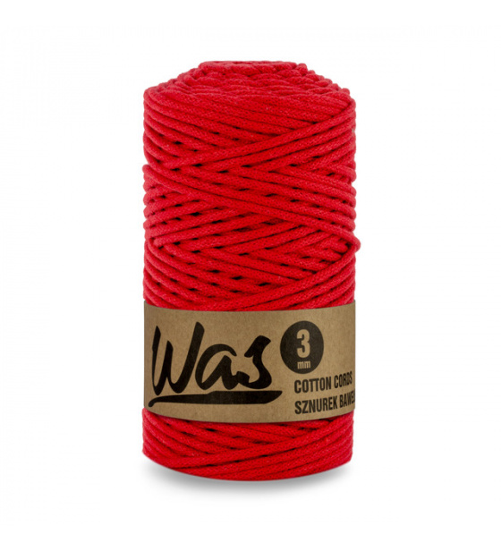 Bavlněná šňůra 3mm, 100m, ČERVENÁ