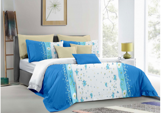 Flanelové povlečení na zip, barva Modrá, 140x200 cm