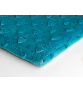 Látka minky srdička, 320 g/m², šíře 160 cm, metráž, tyrkys Látka minky srdička, 320 g/m², šíře 160 cm, metráž, tyrkys