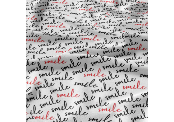 Bavlněná látka Smile na Bílém