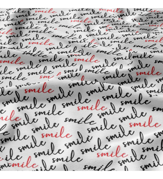Bavlněná látka 100% bavlna, 125 g/m², šíře 160 cm, smile na bílém