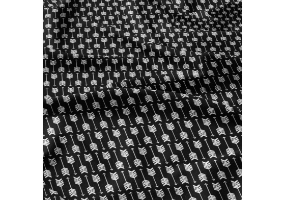 Dekorační bavlněná látka, metráž, Pírka Bílá na Černém