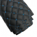 Le cuir écologique MIX 3x3 cm, couleur noir-turquoise, 145 cm 