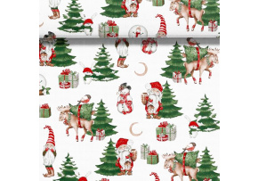 Vánoční bavlněná látka, metráž, šíře 160 cm, Sněhulák na Bílém