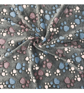 Minky Beránek, 220 g/m², šíře 160 cm, metráž, tlapky na šedém