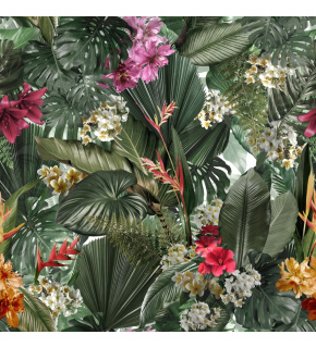 Velurové potahové látky s potiskem, Květiny na Zelených listech