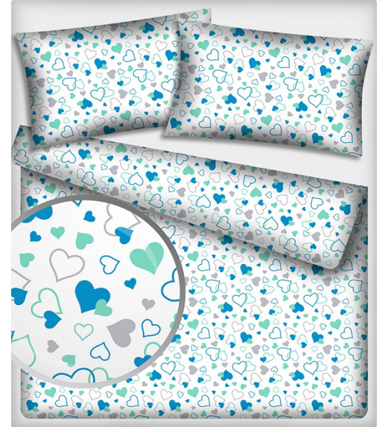 Dekorační bavlněná látka metráž vzor Valentinky, barva modrá