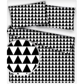 Bavlněná látka vzor geo trojúhelníky černé