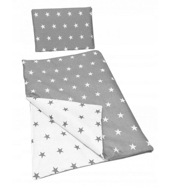 Povlečení do postýlky 2 dílné HVĚZDY barva Šedá