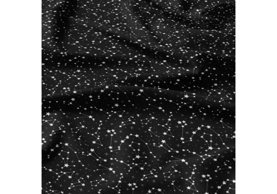 Dětská bavlněná látka Galaxie Bílá na Černém