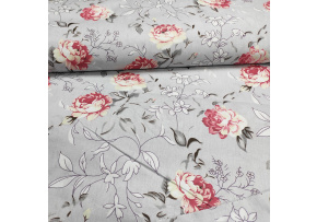 Bavlněná látka Kytíčky na Šedém