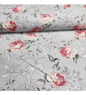 Bavlněná látka 100% bavlny, 125 g/m², šíře 160 cm, kytičky na šedém