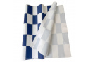 Látka do exteriéru na zahradné lehátka a húpacie siete, farba bielo modra šachovnica 5x10 cm