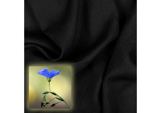 Přírodní lněná látka Oskar, Černá, 265 gr/m2