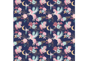 Bavlněná látka, metráž. Jednorožec na Granátovém