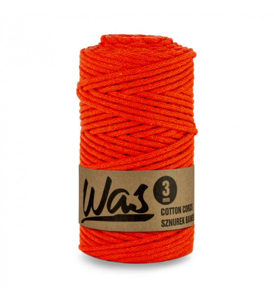 Bavlněná šňůra 3mm, 100m, POMERÁNČOVÁ