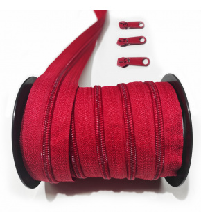Zip spirálový červený 5 mm metráž