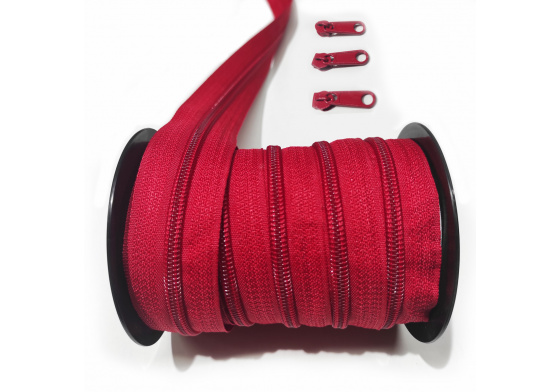 Zip spirálový červený 5 mm metráž 