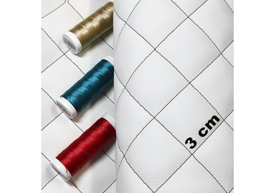 Ekokůže prošívaná KLASIK 3x3 cm barva Bílo-Černá , metráž, 145 cm