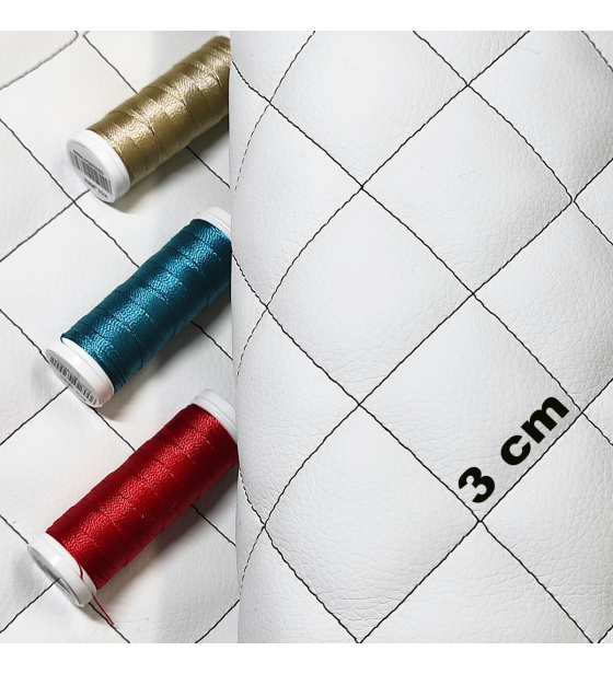 Ekokůže prošívaná KLASIK 3x3 cm barva Bílo-Černá , metráž, 145 cm