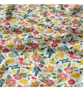 Bavlněné látky, metráž. Ptáci ráje na Bílém